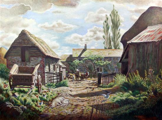 § Douglas Percy Bliss (1900-1984) Afternoon on the farm, 30 x 40in. Exhibited: Royal Academy of Arts, 1937 (No.134)